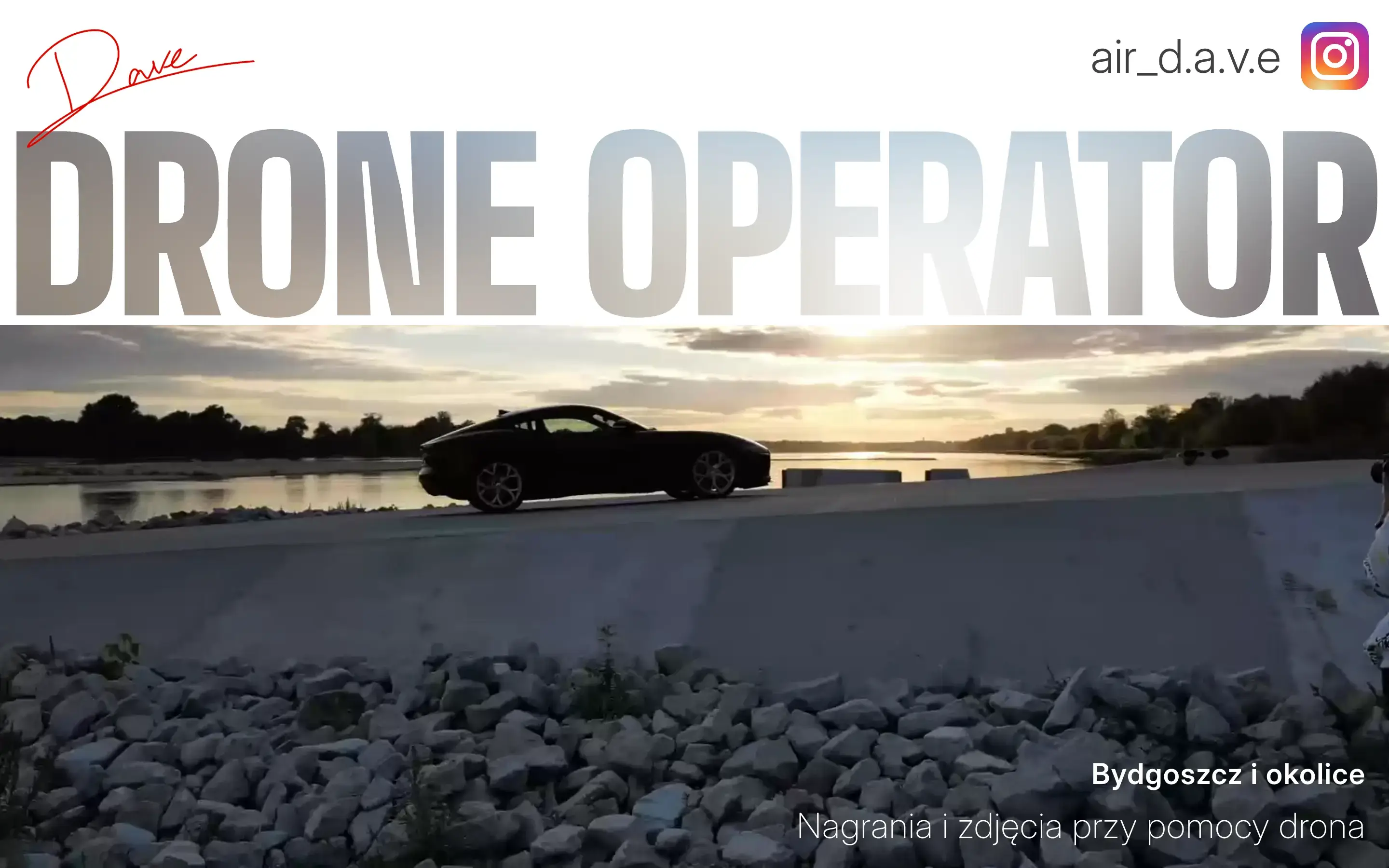 Dawid Chęsiak hero, drone operator, a clip of a flight as the first frame of the site