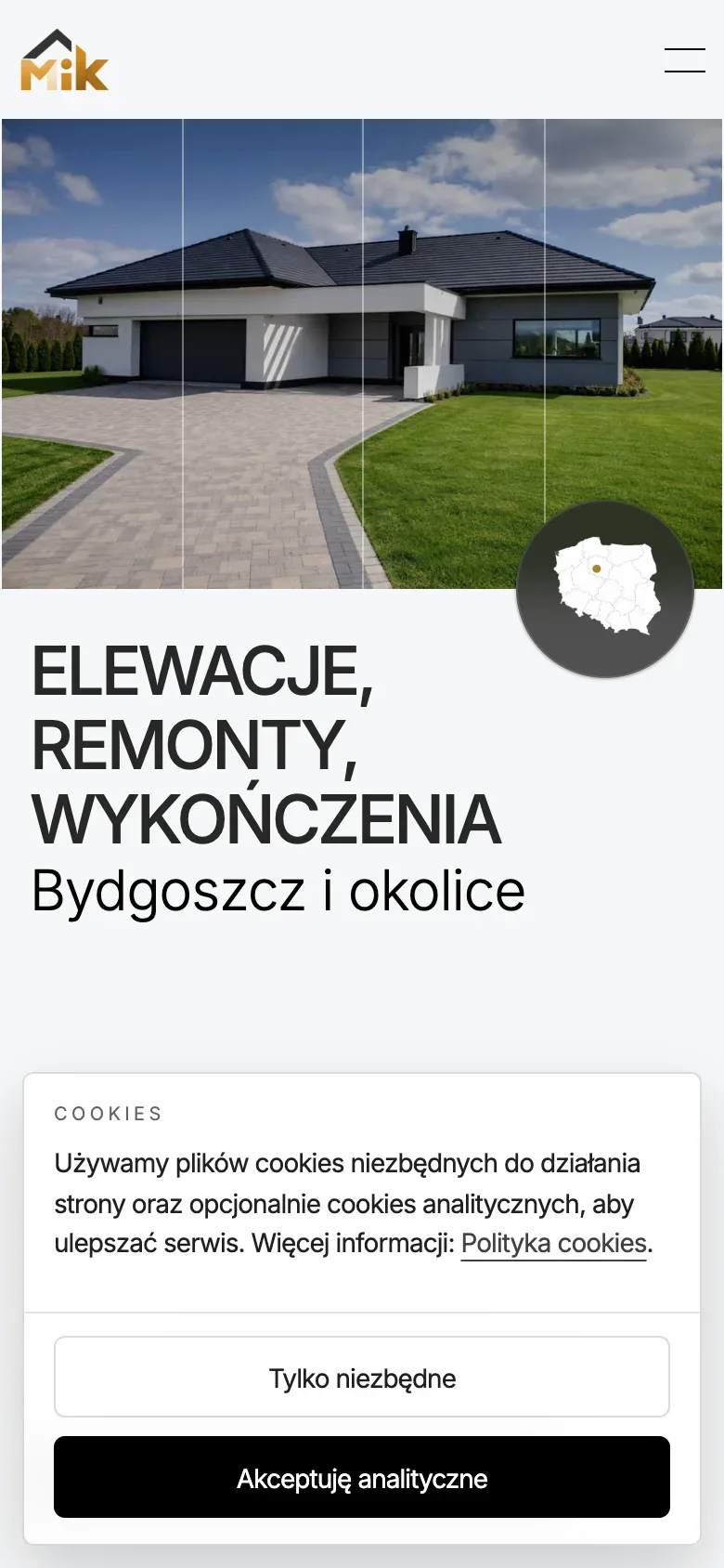 The MIK hero on a phone with the cookie consent banner and its scope options