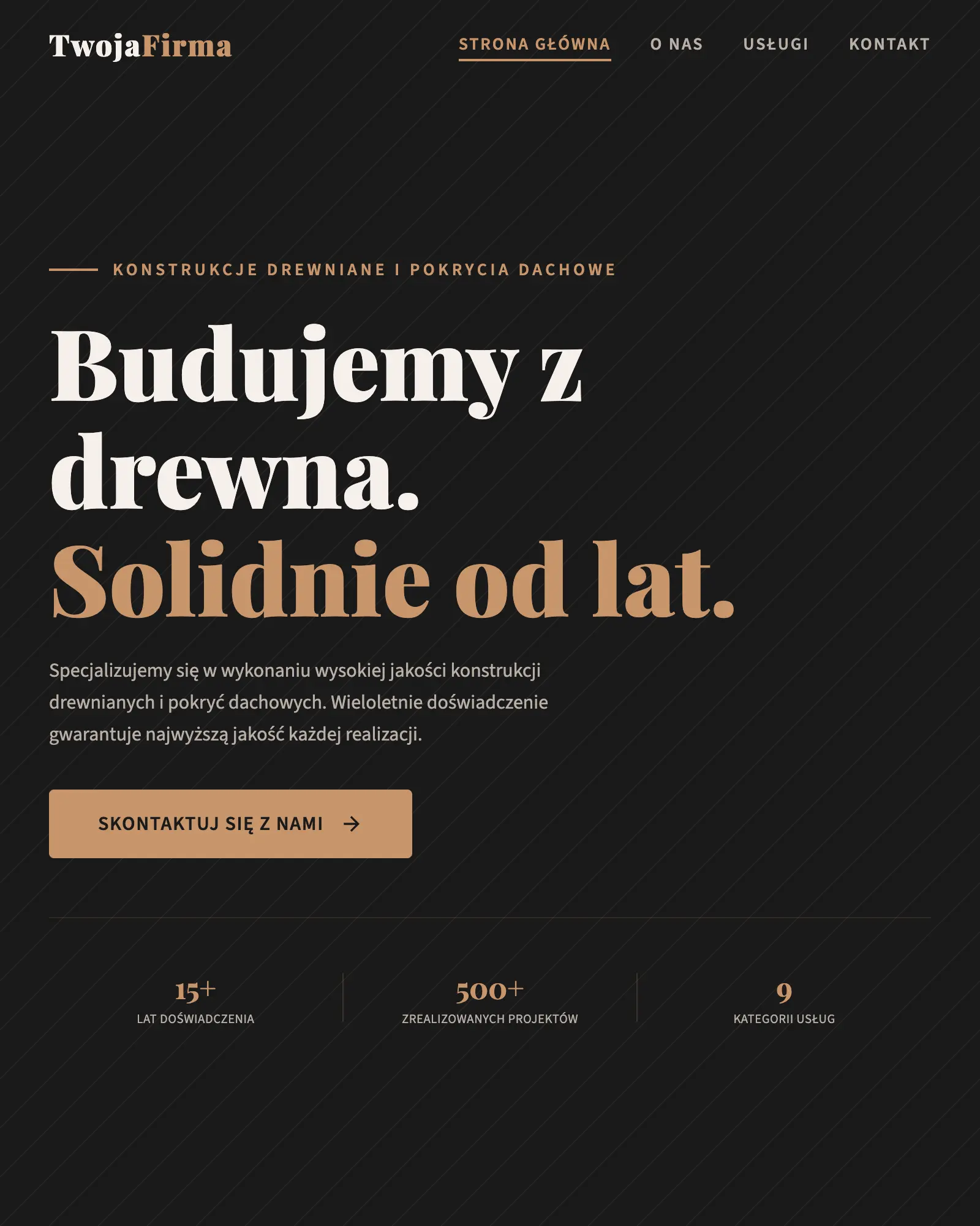 Website template for a construction company, hero preview
