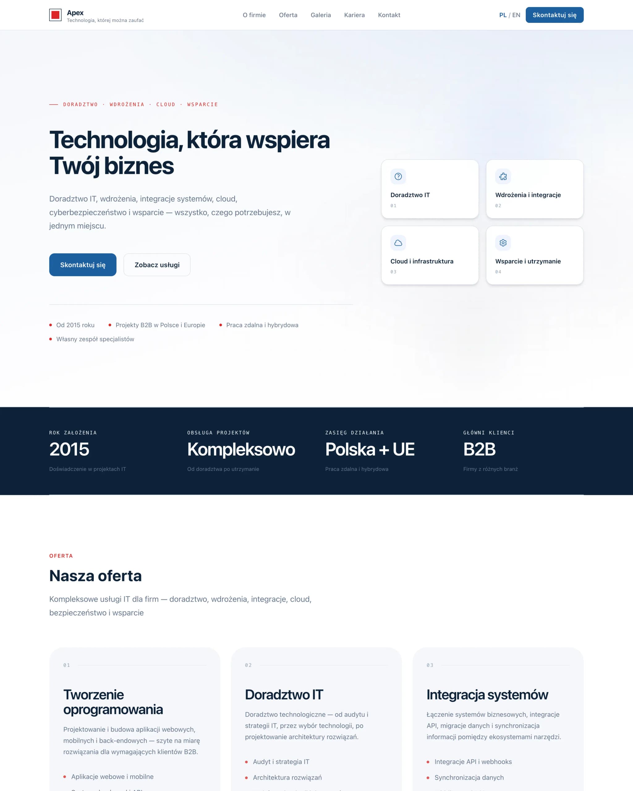 Template for an IT company, hero preview